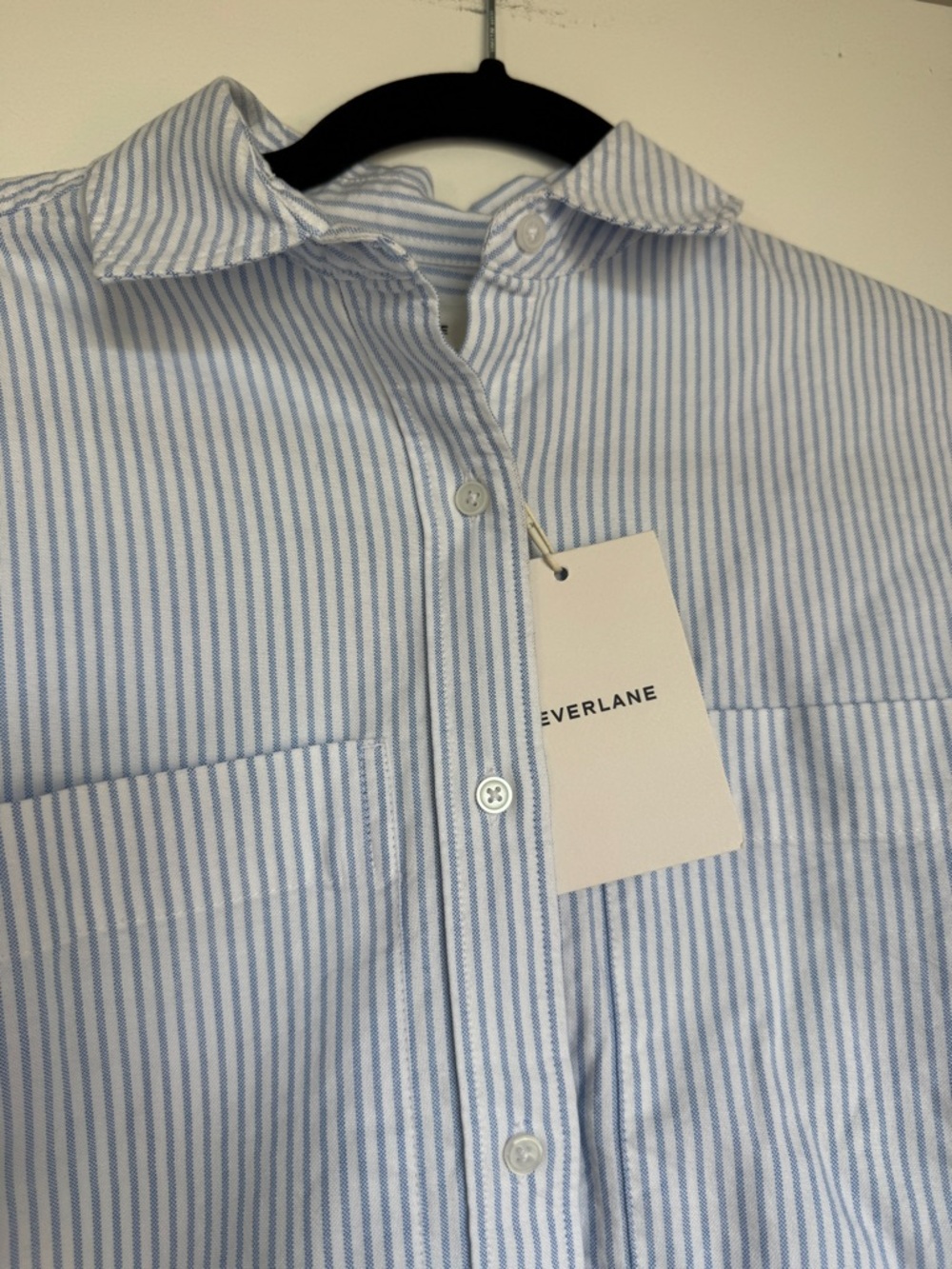 NWT! | EVERLANE Women’s The Boxy Oxford in White / Blue Stripe | Size XXS - Picture 6 of 16